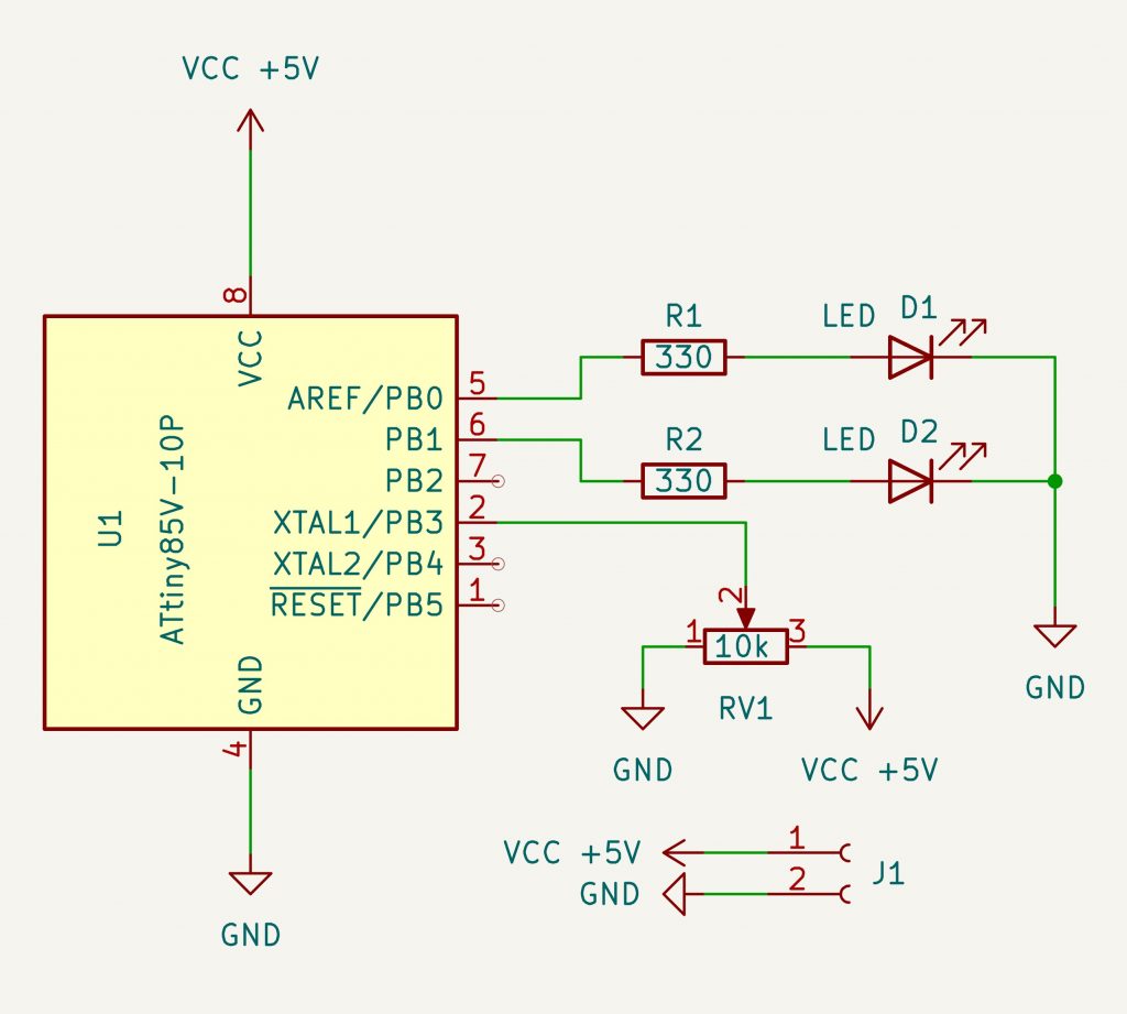 Schaltplan ATTINY Blinklicht