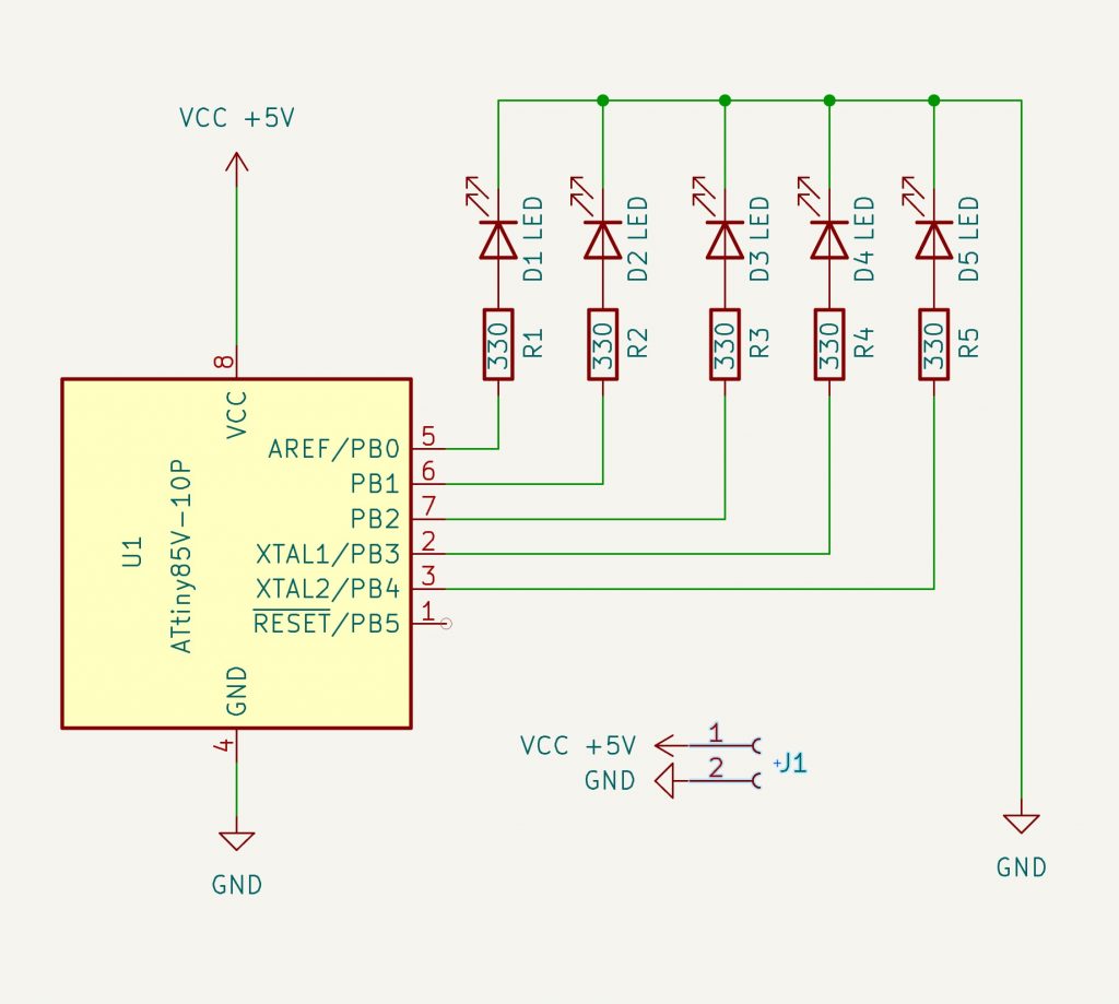 Schaltplan ATTINY Lauflicht
